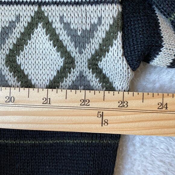 Meister Wool Blend Fair Isle Sweater Men XL Black 1/4 Zip Geometric Aspen Preppy - Picture 7 of 9